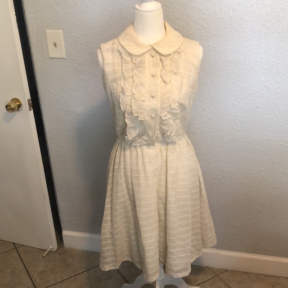 Burt Stanley Cream 1962 Vintage Housewife Dress Size 13-14 - Picture 2 of 16